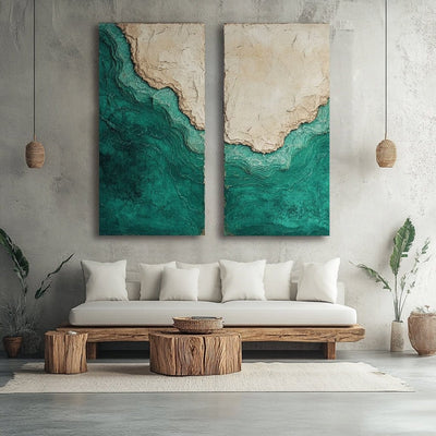 Emerald Coast Wall Art – Modern Coastal Canvas for Living Room & Minimalist Spaces - Sense for Decor