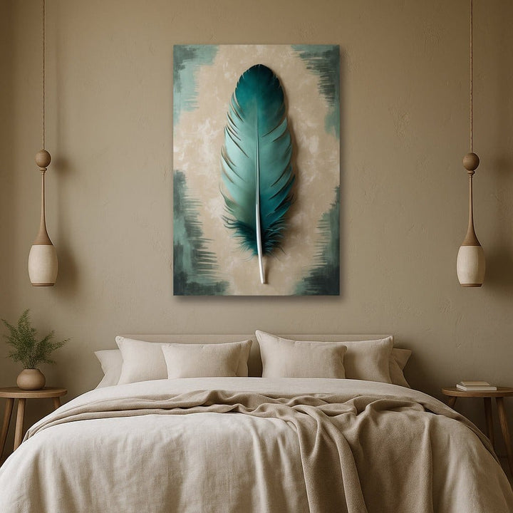 Emerald Feather Calm – Soft Green Feather Canvas Wall Art - Sense for Decor