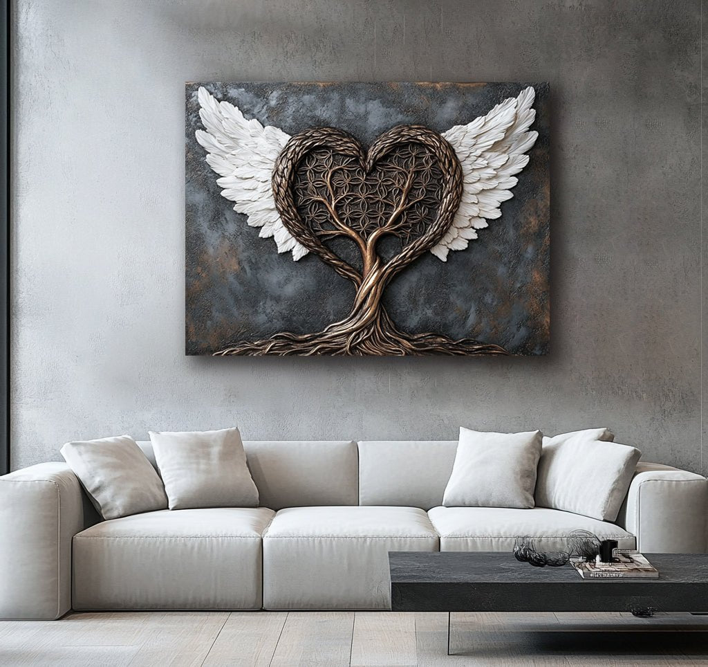 Eternal Roots & Wings – Tree of Life Heart Wall Art Canvas - Sense for Decor