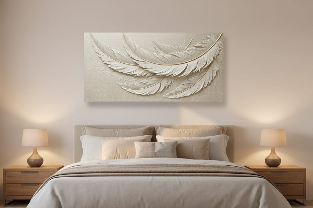 Ethereal Feather Flow Wall Art – Elegant Neutral Canvas Design - Sense for Decor