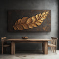 Ethereal Leaf Harmony V11 - Luxurious Golden Leaf Wall Art