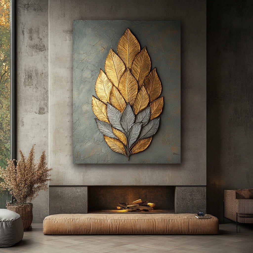 Ethereal Leaf Harmony V9 - Modern Botanical Wall Art in Soft Earthy Tones - Sense for Decor