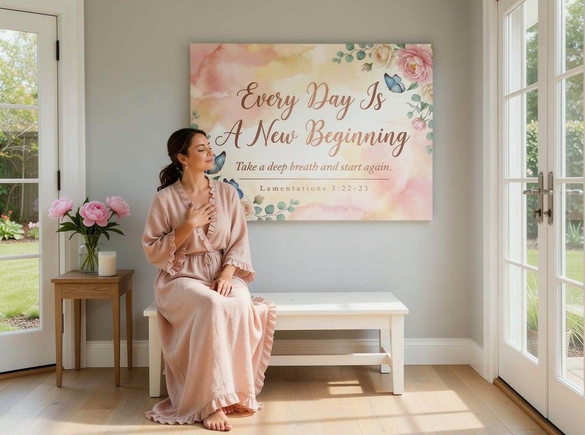 Every Day Is A New Beginning Wall Art – Lamentations 3:22 - 23 Christian Canvas Print, Inspirational Faith Decor for New Beginnings - Sense for Decor