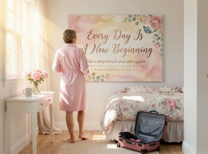 Every Day Is A New Beginning Wall Art – Lamentations 3:22 - 23 Christian Canvas Print, Inspirational Faith Decor for New Beginnings - Sense for Decor