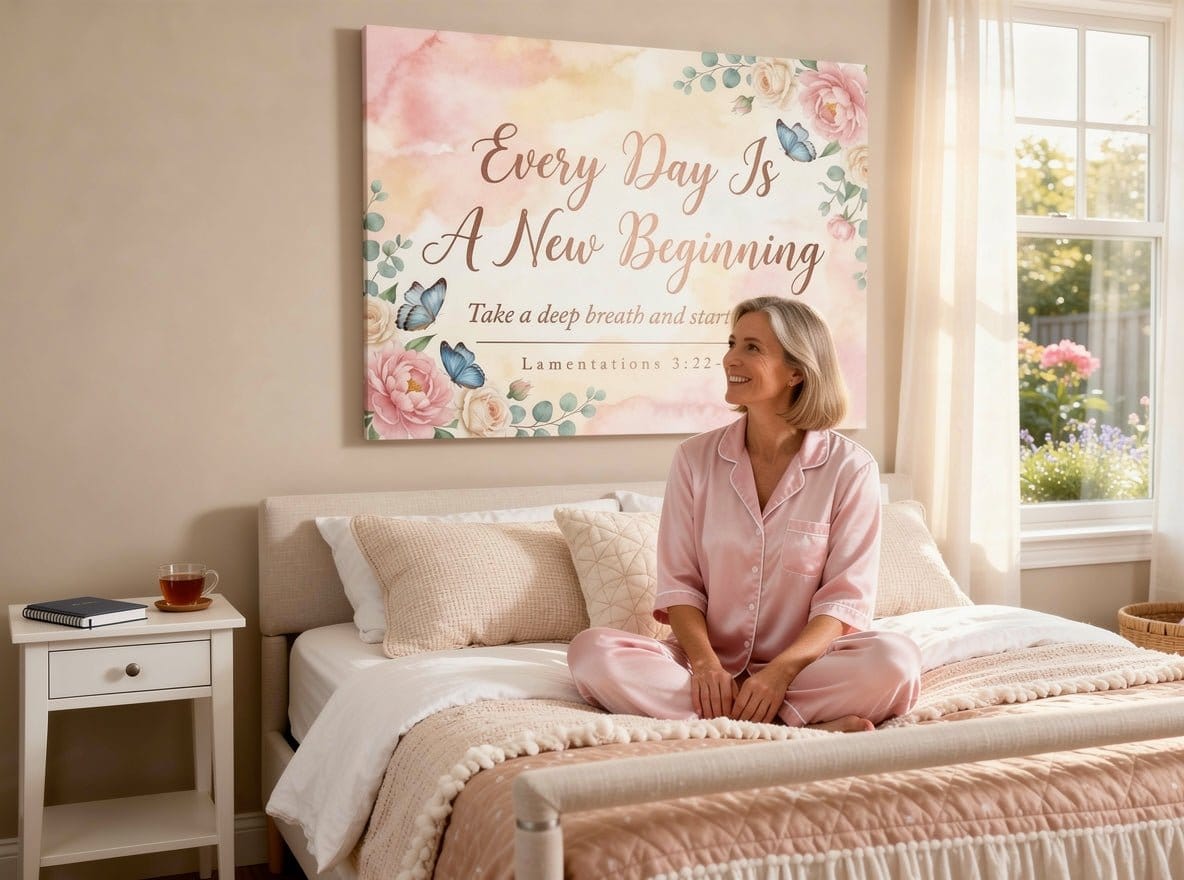 Every Day Is A New Beginning Wall Art – Lamentations 3:22 - 23 Christian Canvas Print, Inspirational Faith Decor for New Beginnings - Sense for Decor