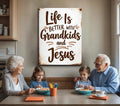 Faith, Family & Grandkids – Rustic Christian Canvas Wall Art