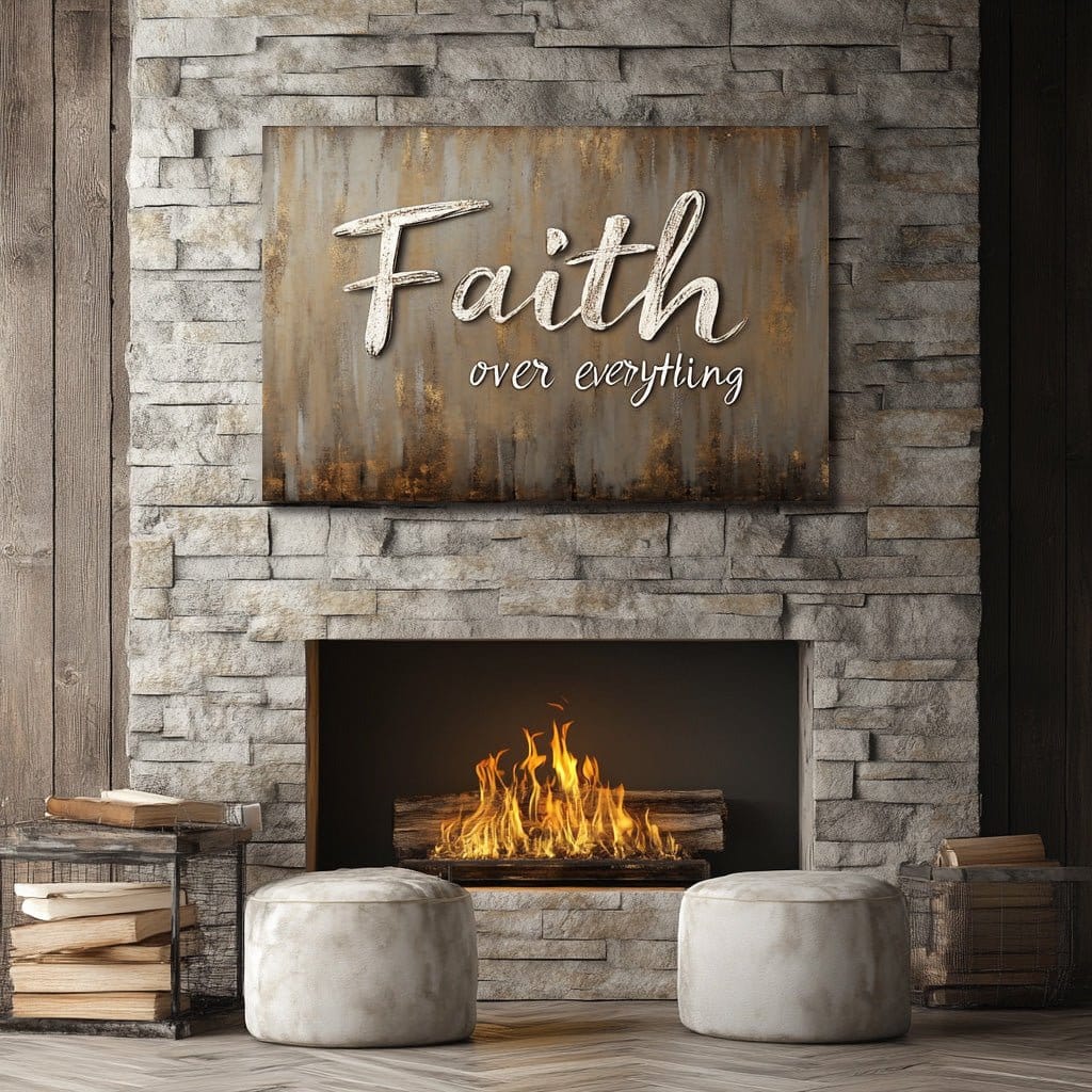 Faith Over Everything – Rustic Christian Wall Art on Canvas - Sense for Decor