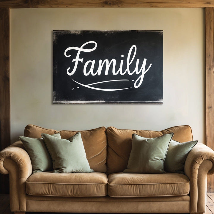Family Chalkboard Style Wall Art – Rustic Canvas Sign for Cozy Living Spaces - Sense for Decor