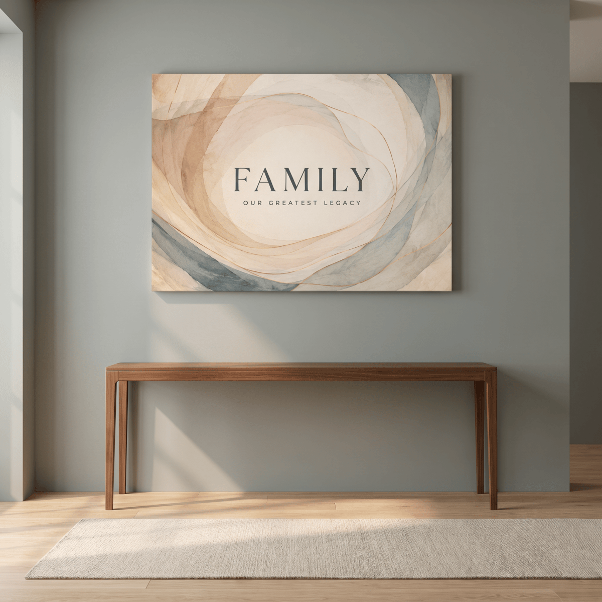 Family Our Greatest Legacy Wall Art – Modern Abstract Watercolour Canvas in Blush, Cream & Gold - Sense for Decor