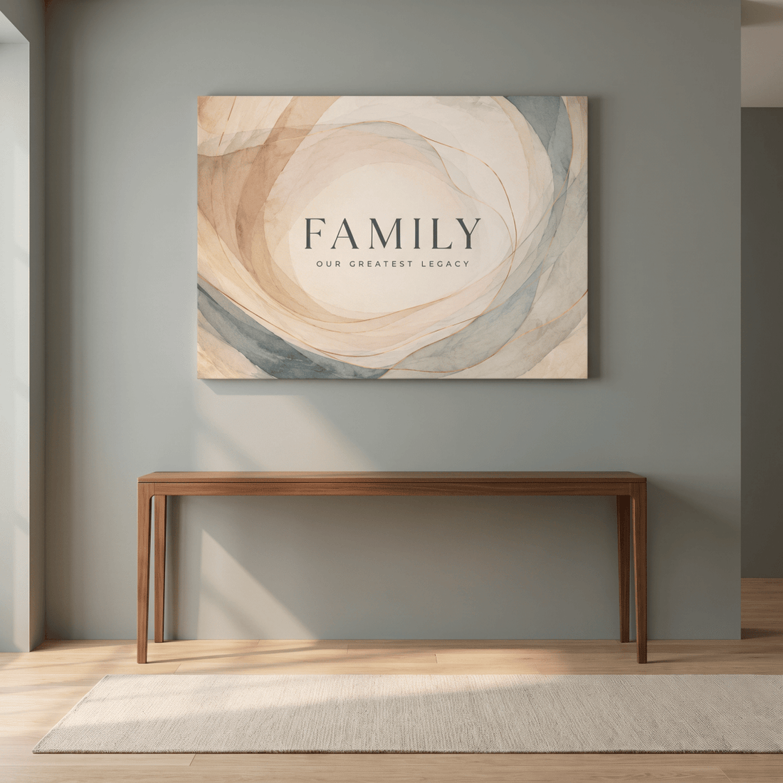 Family Our Greatest Legacy Wall Art – Modern Abstract Watercolour Canvas in Blush, Cream & Gold - Sense for Decor