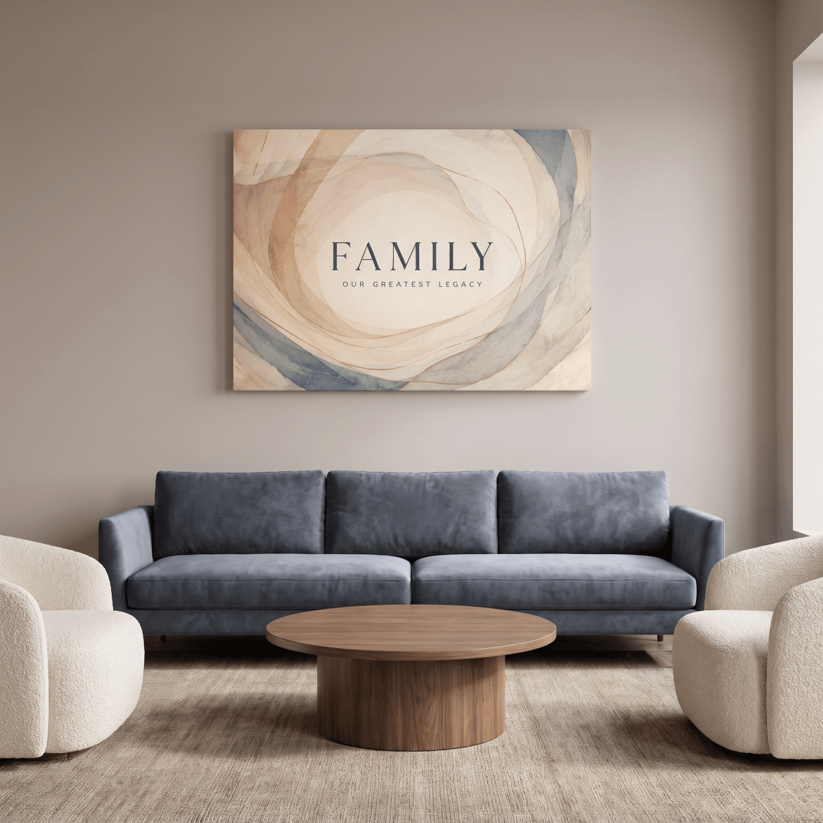 Family Our Greatest Legacy Wall Art – Modern Abstract Watercolour Canvas in Blush, Cream & Gold - Sense for Decor