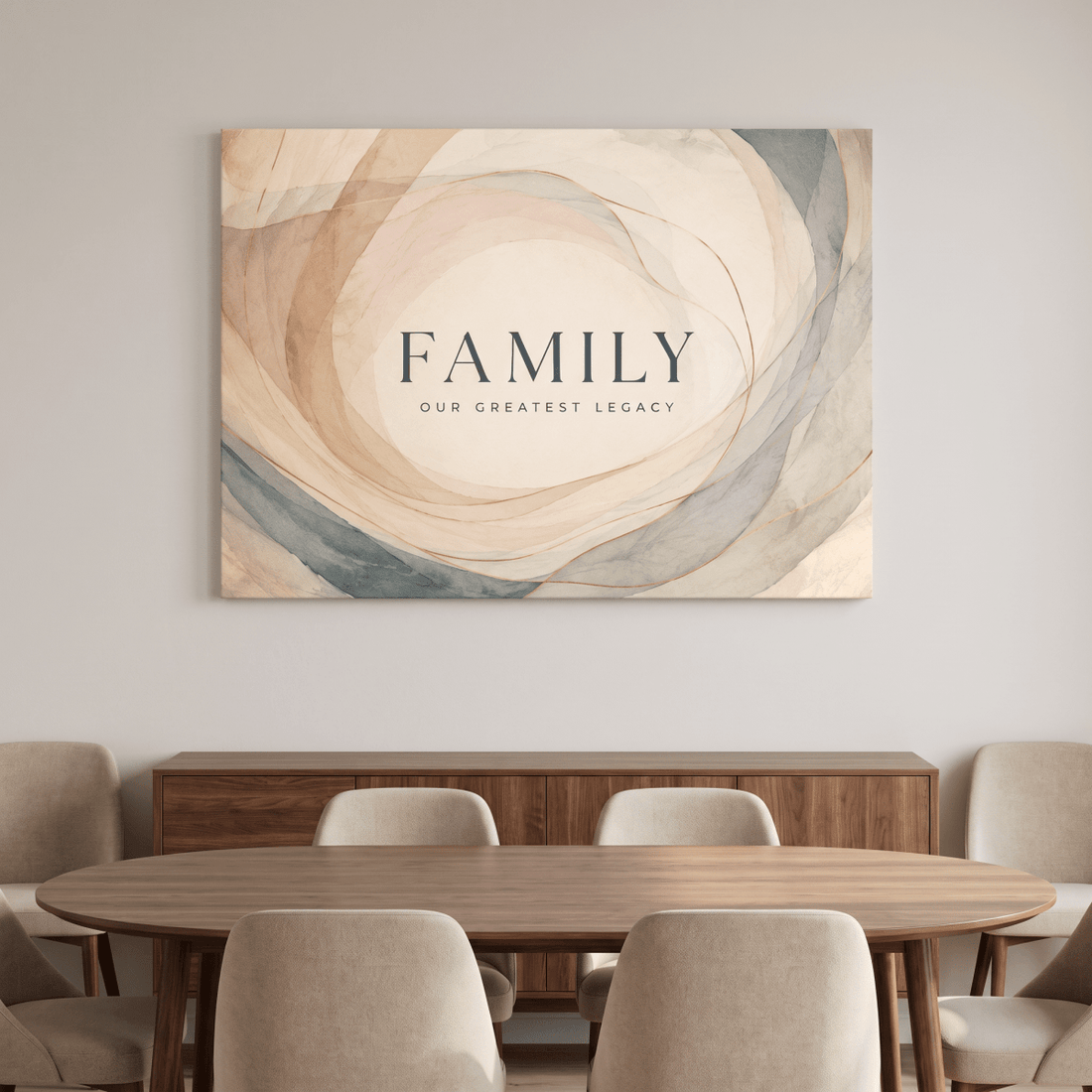 Family Our Greatest Legacy Wall Art – Modern Abstract Watercolour Canvas in Blush, Cream & Gold - Sense for Decor
