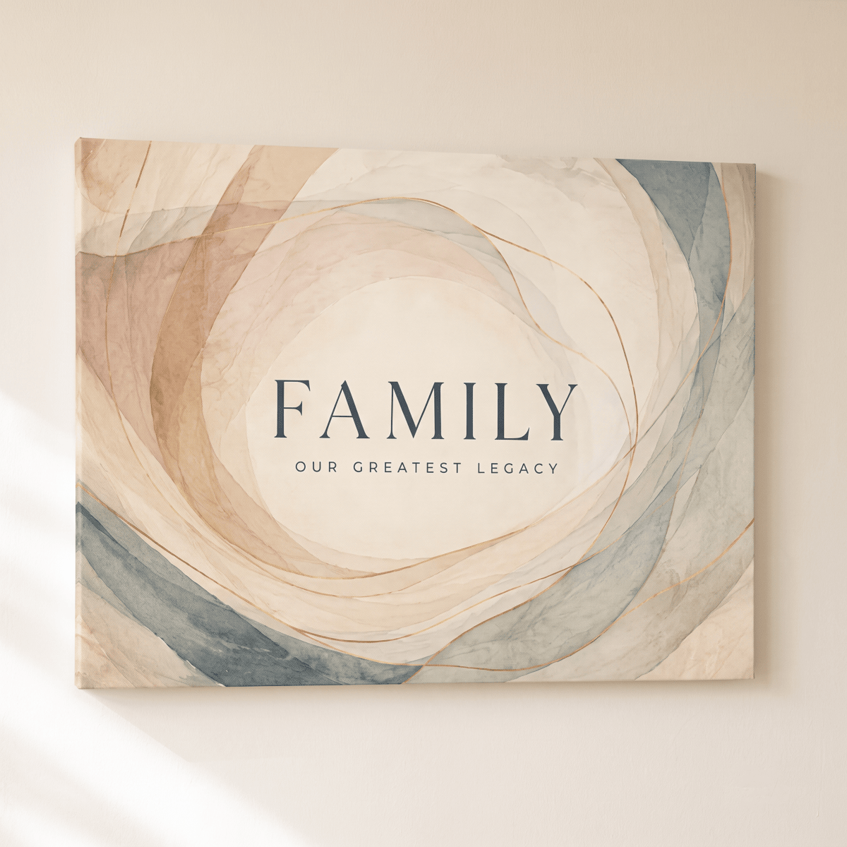 Family Our Greatest Legacy Wall Art – Modern Abstract Watercolour Canvas in Blush, Cream & Gold - Sense for Decor
