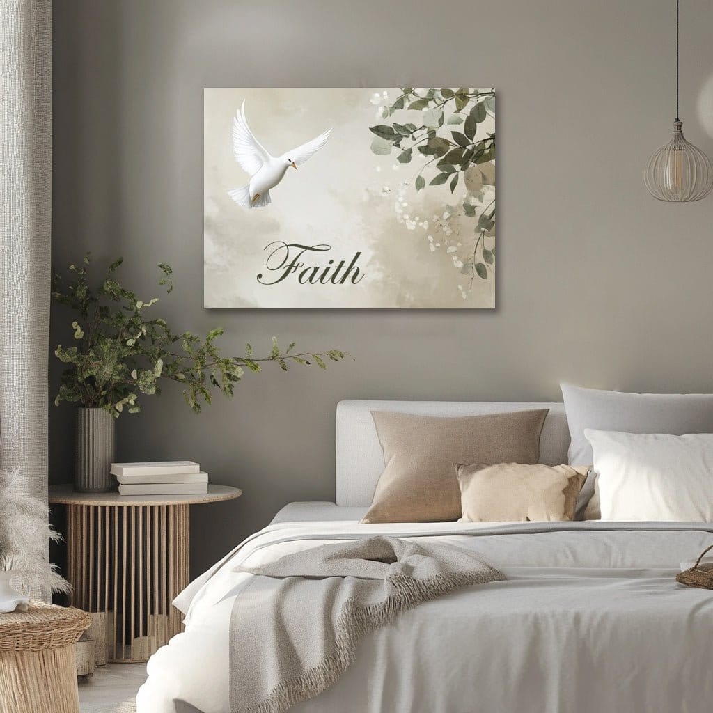 Floral Dove of Faith – Tranquil Canvas Wall Art - Sense for Decor