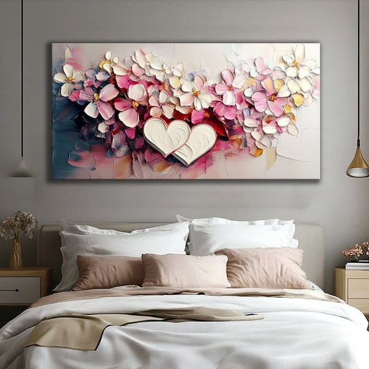 Floral Love Canvas – Heart & Blossom Wall Art - Sense for Decor
