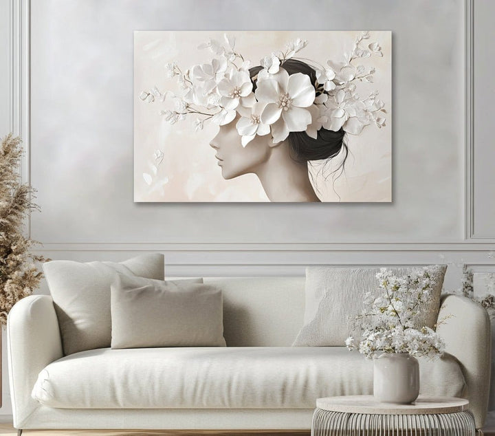 Floral Muse Silhouette – Elegant Feminine Canvas Wall Art - Sense for Decor