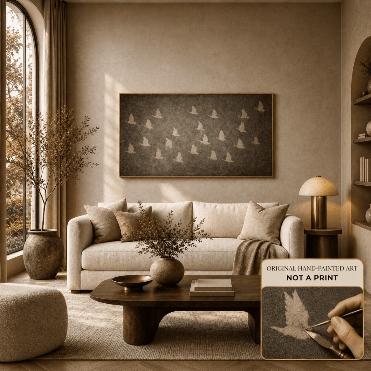 Flying Birds Wall Art – Hand Painted Atelier Collection - Sense for Decor