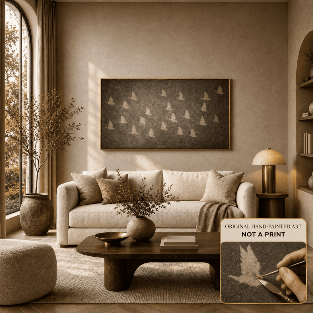Flying Birds Wall Art – Hand Painted Atelier Collection - Sense for Decor