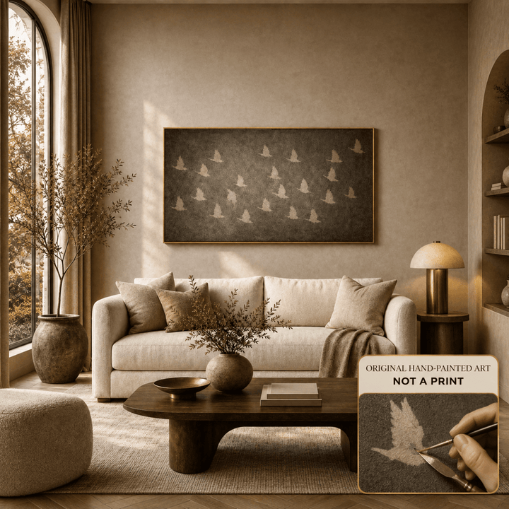 Flying Birds Wall Art – Hand Painted Atelier Collection - Sense for Decor
