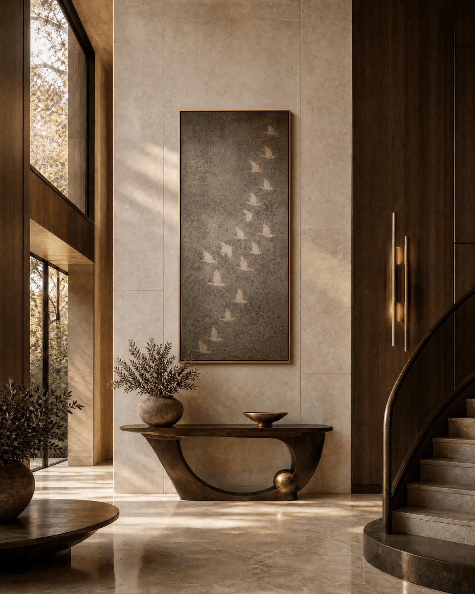Flying Birds Wall Art – Luxury Charcoal Canvas in Vertical or Horizontal - Sense for Decor