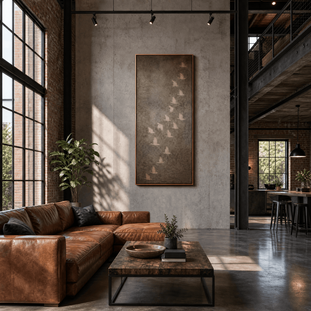 Flying Birds Wall Art – Luxury Charcoal Canvas in Vertical or Horizontal - Sense for Decor