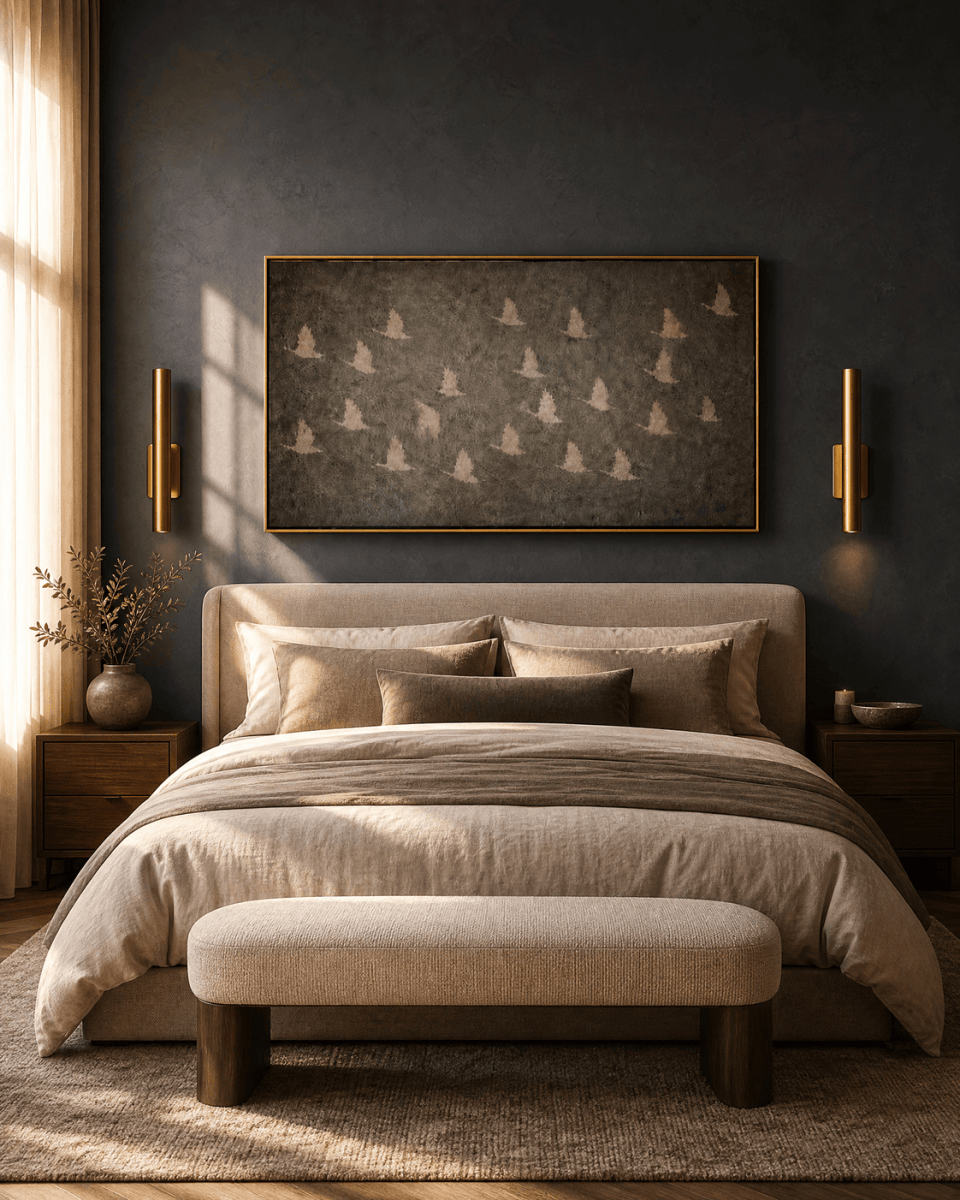 Flying Birds Wall Art – Luxury Charcoal Canvas in Vertical or Horizontal - Sense for Decor
