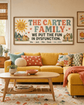 We Put The Fun In Dysfunction – Personalized Retro Family Name Canvas
