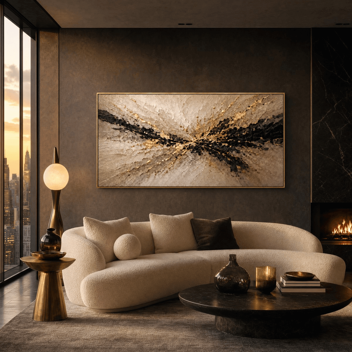 Gilded Burst Wall Art – Hand Painted Atelier Collection - Sense for Decor
