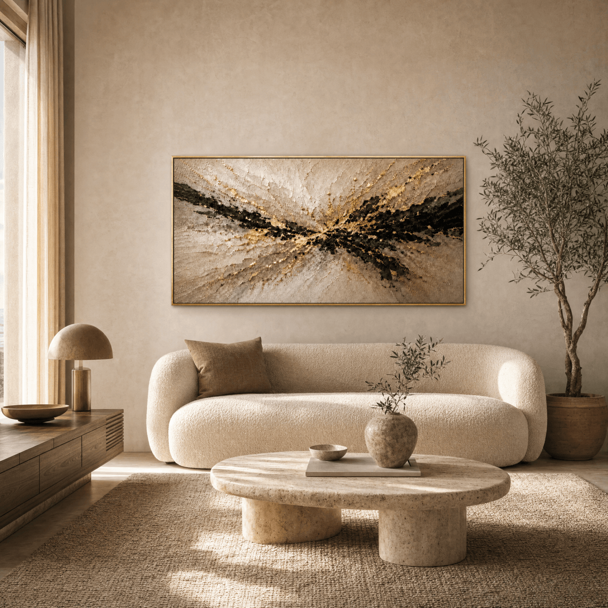 Gilded Burst Wall Art – Hand Painted Atelier Collection - Sense for Decor
