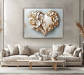 Golden Bloom Heart – Elegant Floral Wall Art on Soft Blue Background
