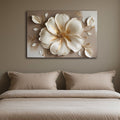Golden Bloom on Taupe – Elegant Floral Wall Art Canvas