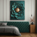 Golden Bloom on Teal – Luxe Floral Wall Art Canvas