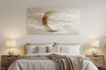 Golden Crescent Moon Among Clouds Wall Art – Elegant Sky Dream Canvas
