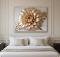 Golden Dahlia Wall Art Flat Canvas Print with Elegant Floral Design
