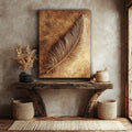 Golden Feather Serenity – Luxurious Textured Wall Art for Timeless Interiors