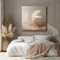 Golden Feather Whispers – Soft Beige Wall Art Canvas