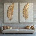 Golden Feathers Duo – Luxury Wall Art Canvas Set
