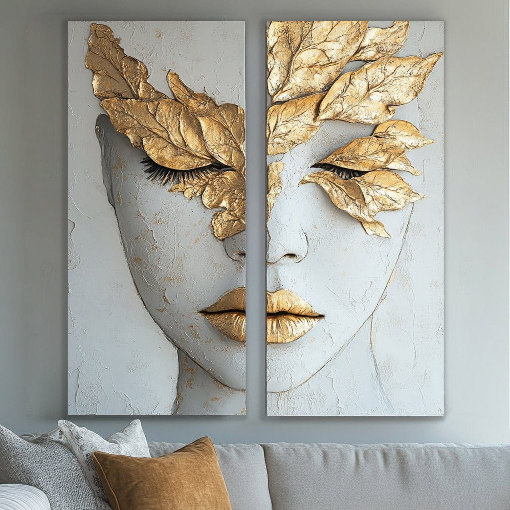 Golden Gaze – Luxury Dual Panel Wall Art Canvas Set - Sense for Decor