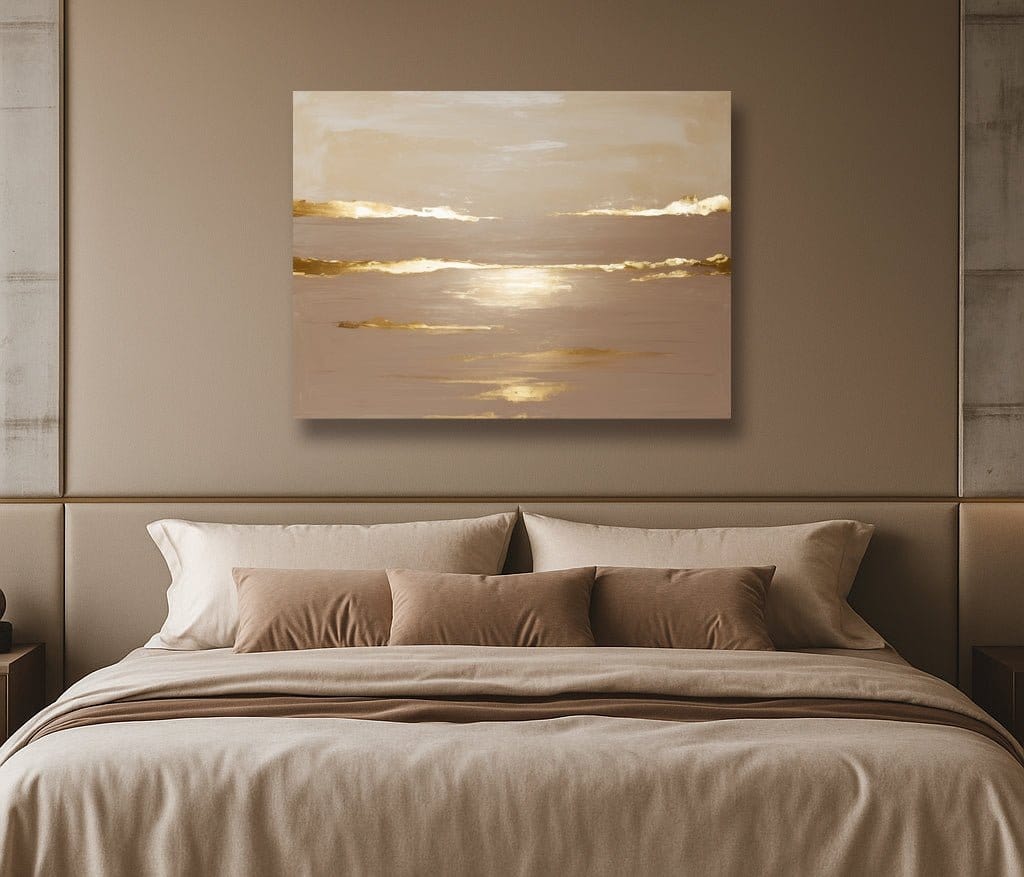 Golden Glow Horizon V2 – Textured Look Canvas Wall Art - Sense for Decor