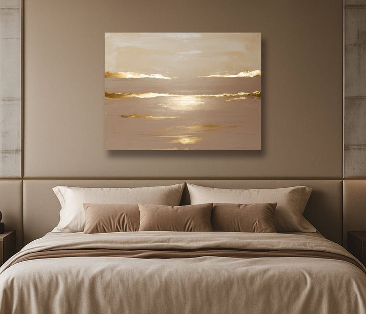 Golden Glow Horizon V2 – Textured Look Canvas Wall Art - Sense for Decor