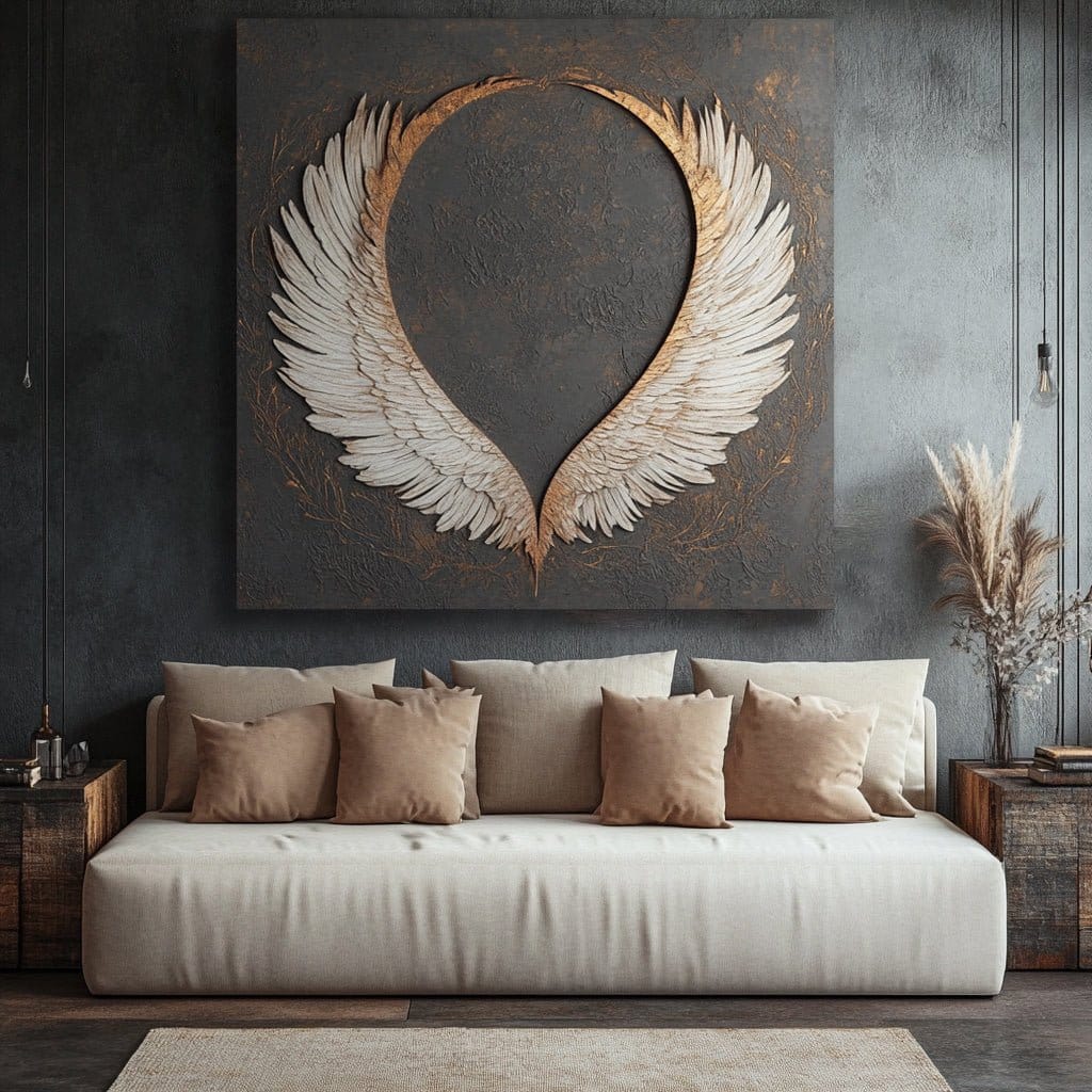 Golden Guardian Wings Wall Art Canvas - Sense for Decor