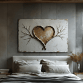 Golden Heart Branch Wall Art – Romantic Canvas for Cozy Modern Spaces