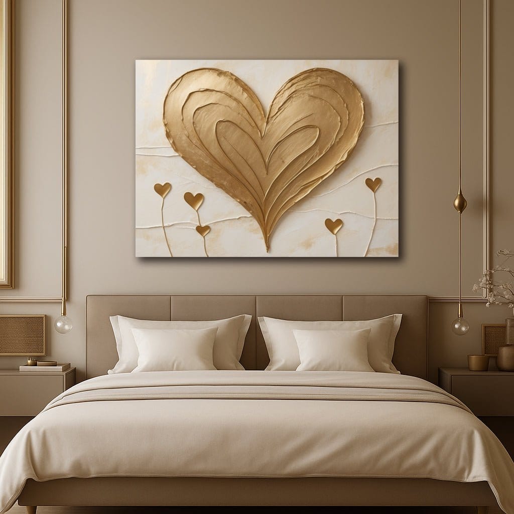 Golden Heart Harmony Canvas Wall Art - Sense for Decor