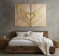 Golden Heart Wings Wall Art Set 2 Panel Angel Wings Canvas Print