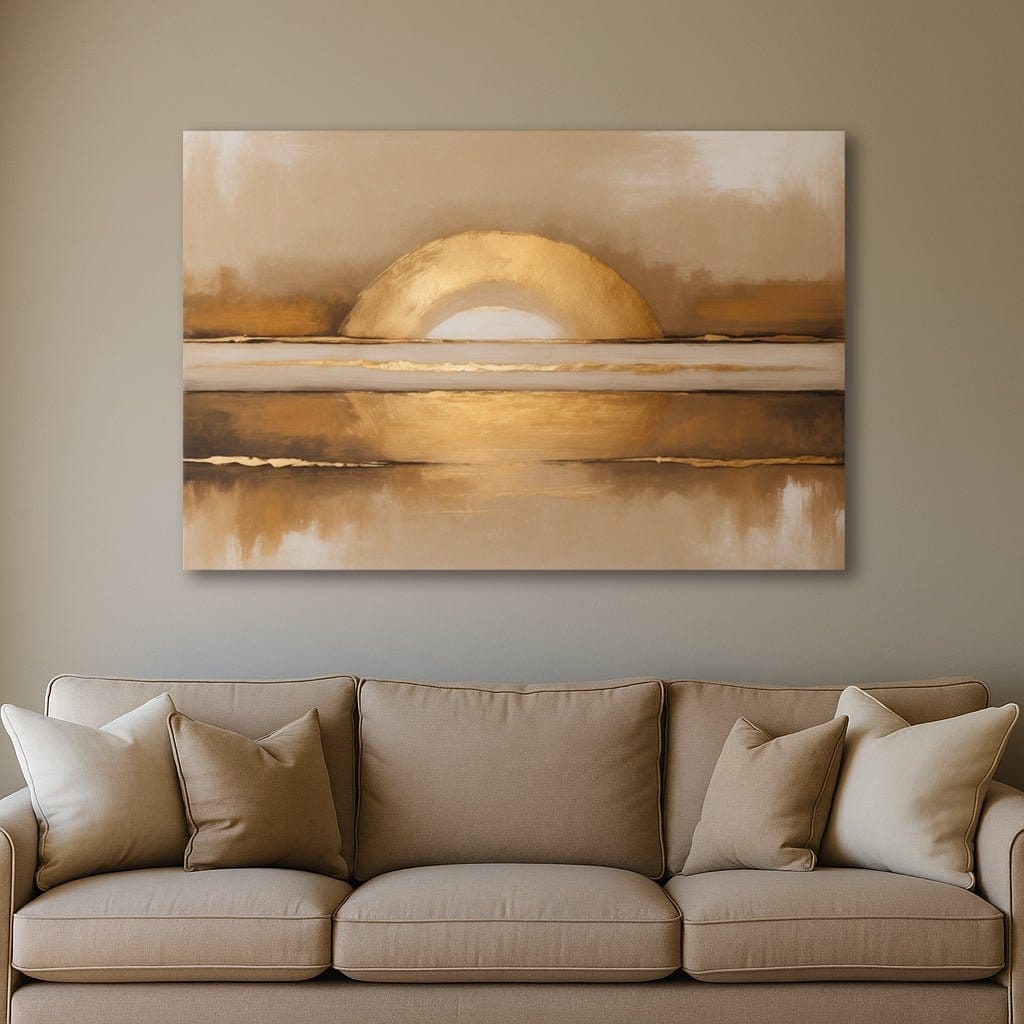 Golden Horizon Glow – Modern Sunset Canvas Wall Art - Sense for Decor