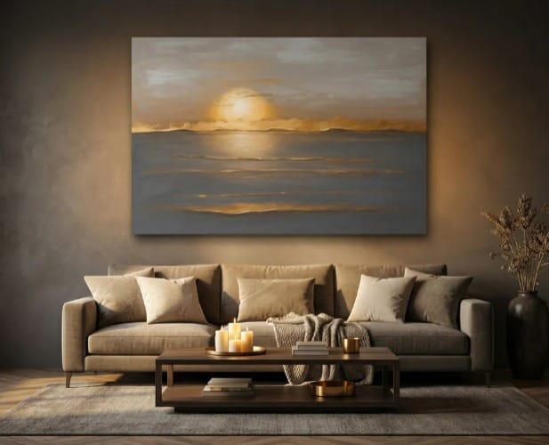 Golden Horizon Sunset Coastal Wall Art – Serene Ocean Canvas for Modern Homes - Sense for Decor