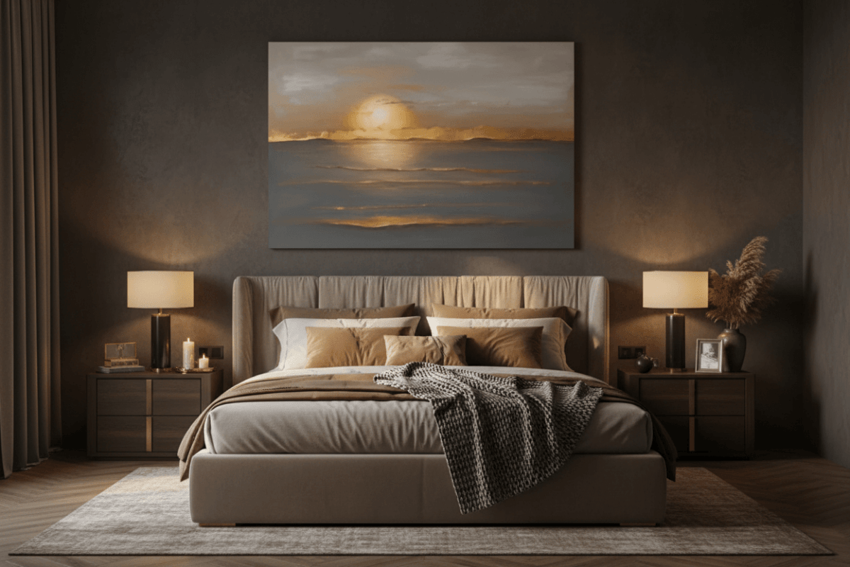 Golden Horizon Sunset Coastal Wall Art – Serene Ocean Canvas for Modern Homes - Sense for Decor