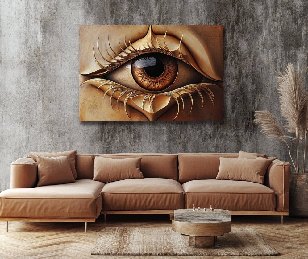 Golden Insight – Brown Eye Abstract Canvas Wall Art - Sense for Decor