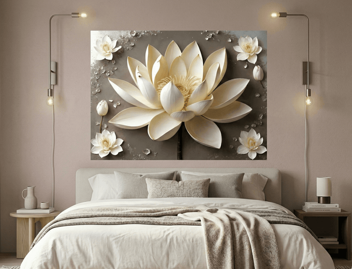 Golden Lotus Bloom Wall Art Look Canvas Print - Sense for Decor