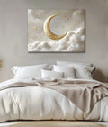 Golden Moon Dreams – Crescent & Stars Canvas Wall Art